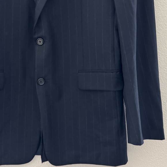 Loro Piana Hickey Freeman Sport Coat Blazer Jacket Wool Stripe Navy Classic 39 R - Picture 9 of 14